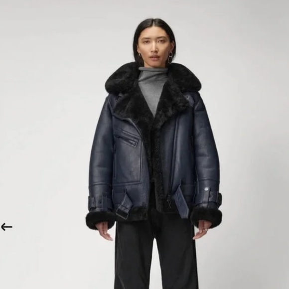 Moya Shearling by The Arrivals XL NAVY/BLK NWT